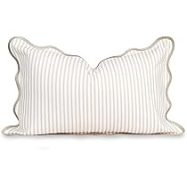 Hofdeco Premium Coastal Patio Indoor Outdoor Scalloped Lumbar Pillow Cover Only, 12"x20" Water Re... | Amazon (US)