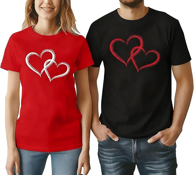 Valentine's Matching Couples Shirts Love Heart Print Graphic Shirt Husband Wife Short Sleeve Tees... | Amazon (US)