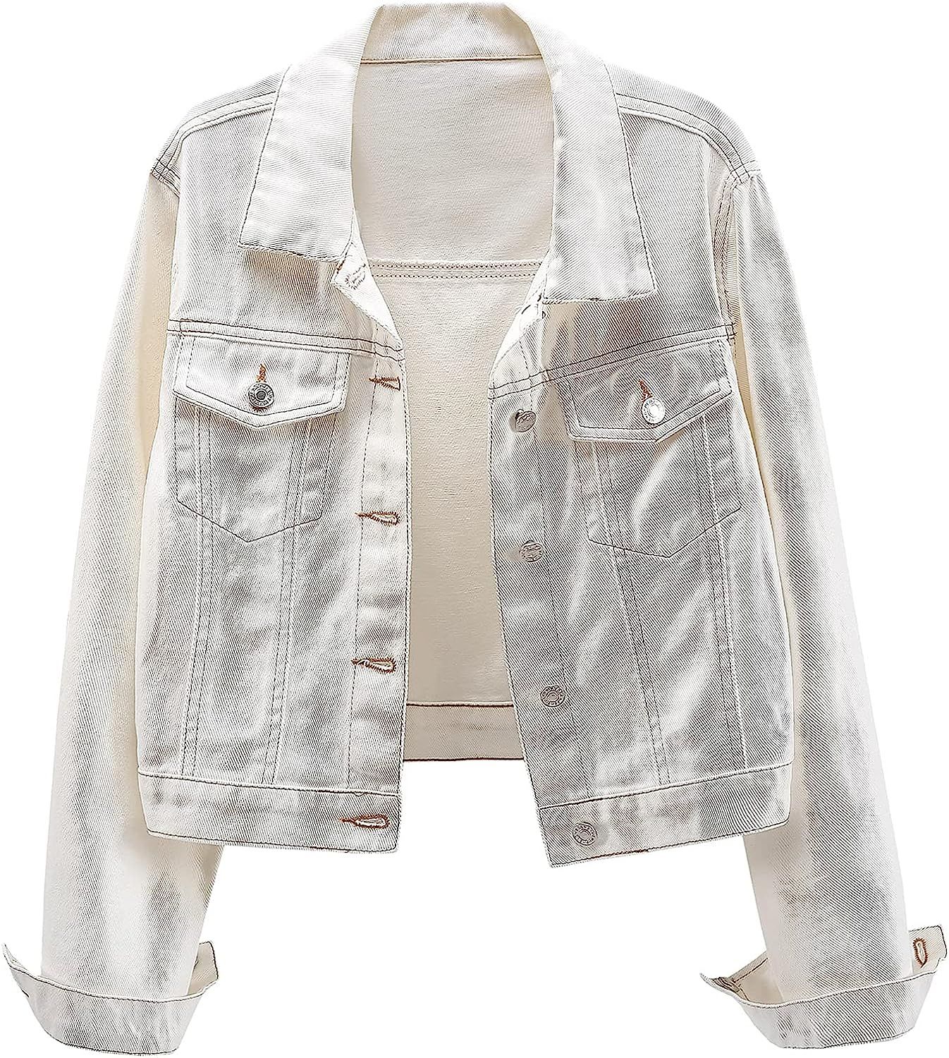 LifeShe Women's Classic Jean Jacket Coat Denim Jackets Outwear | Amazon (US)