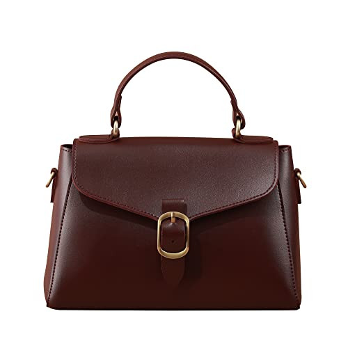 Vintage Vegan Leather Flap Top Handle Bag For Women Retro Satchel Casual Purse Simple Shoulder Cl... | Amazon (US)