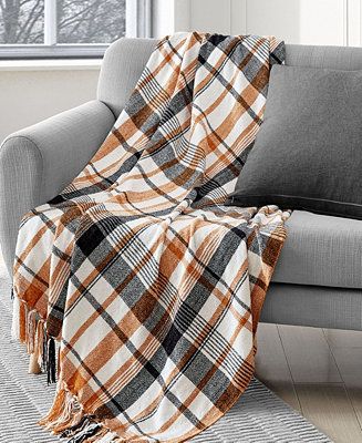 Lacourte Trick or Treat Plaid Chenille Halloween Throw, 50 | Macys (US)