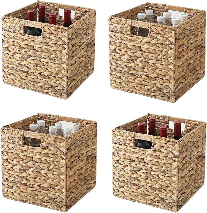 Wicker Cub Baskets Foldable Hyacinth Storage Woven Natural Basket Multipurpose Handwoven Laundry ... | Amazon (US)