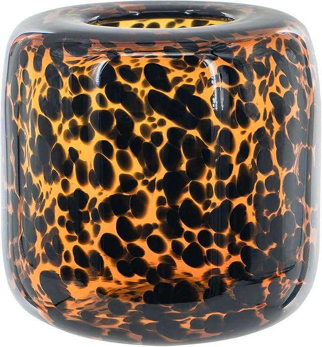 Brown and Amber Glass Vase with Leopard Pattern | Handcrafted Glass | Cheetah-Inspired Decor | Mo... | Amazon (US)