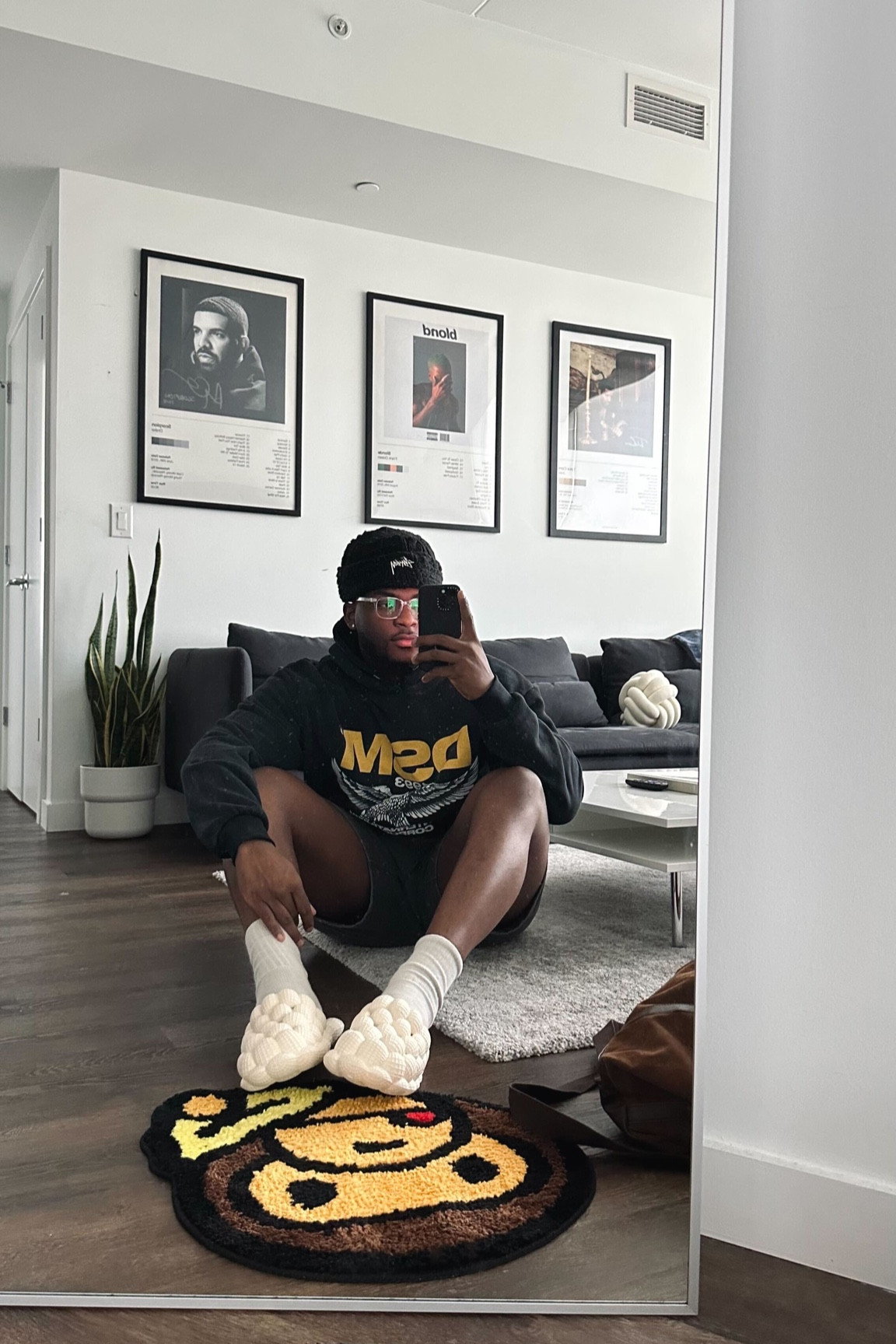 Casual outfit - men’s uniqulo white tee, slides, stussy hat, men’s shorts, blue light glasses 

#LTKstyletip #LTKmens #LTKFind