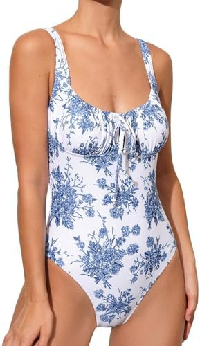 BERLOOK Womens One Piece Swimsuits Floral Push Up Bathing Suit Sexy Tie Slimming Swimsuits for Wo... | Amazon (US)