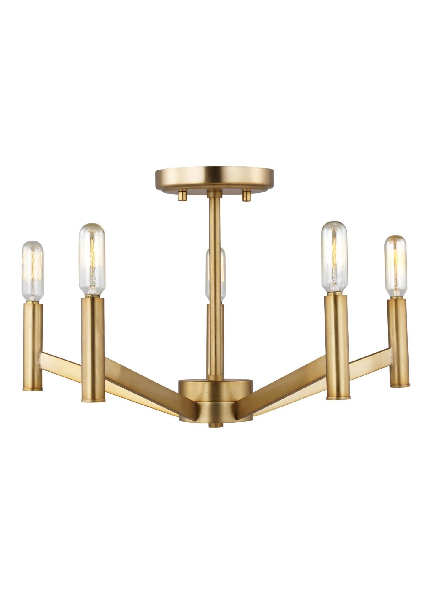 Generation Lighting 7724305 Vector 5 Light 18" Wide Semi-Flush Ceiling Fixture - Brass - Walmart.... | Walmart (US)