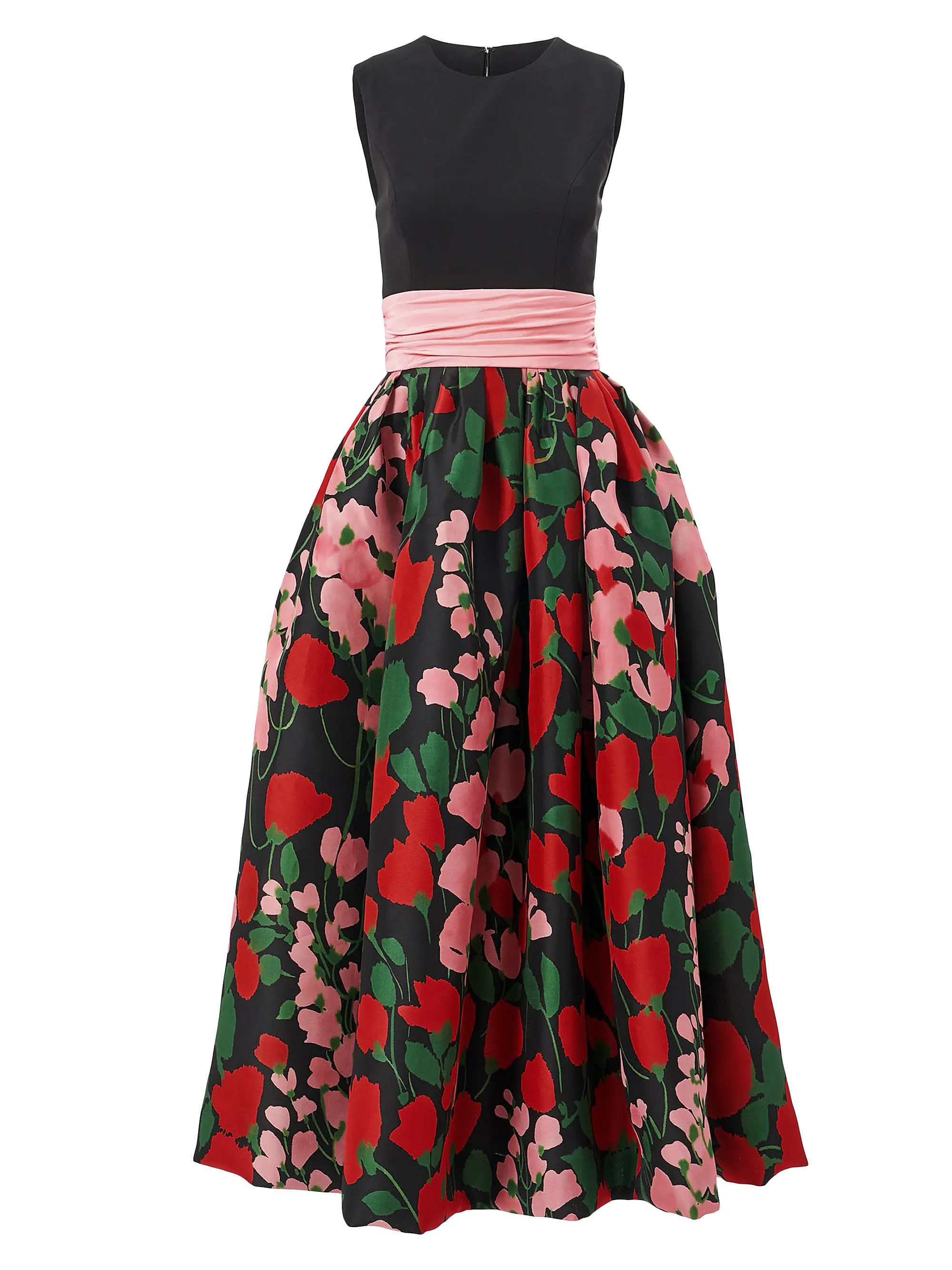 Floral Silk Two-Tone Cummerbund Waist Midi-Dress | Saks Fifth Avenue