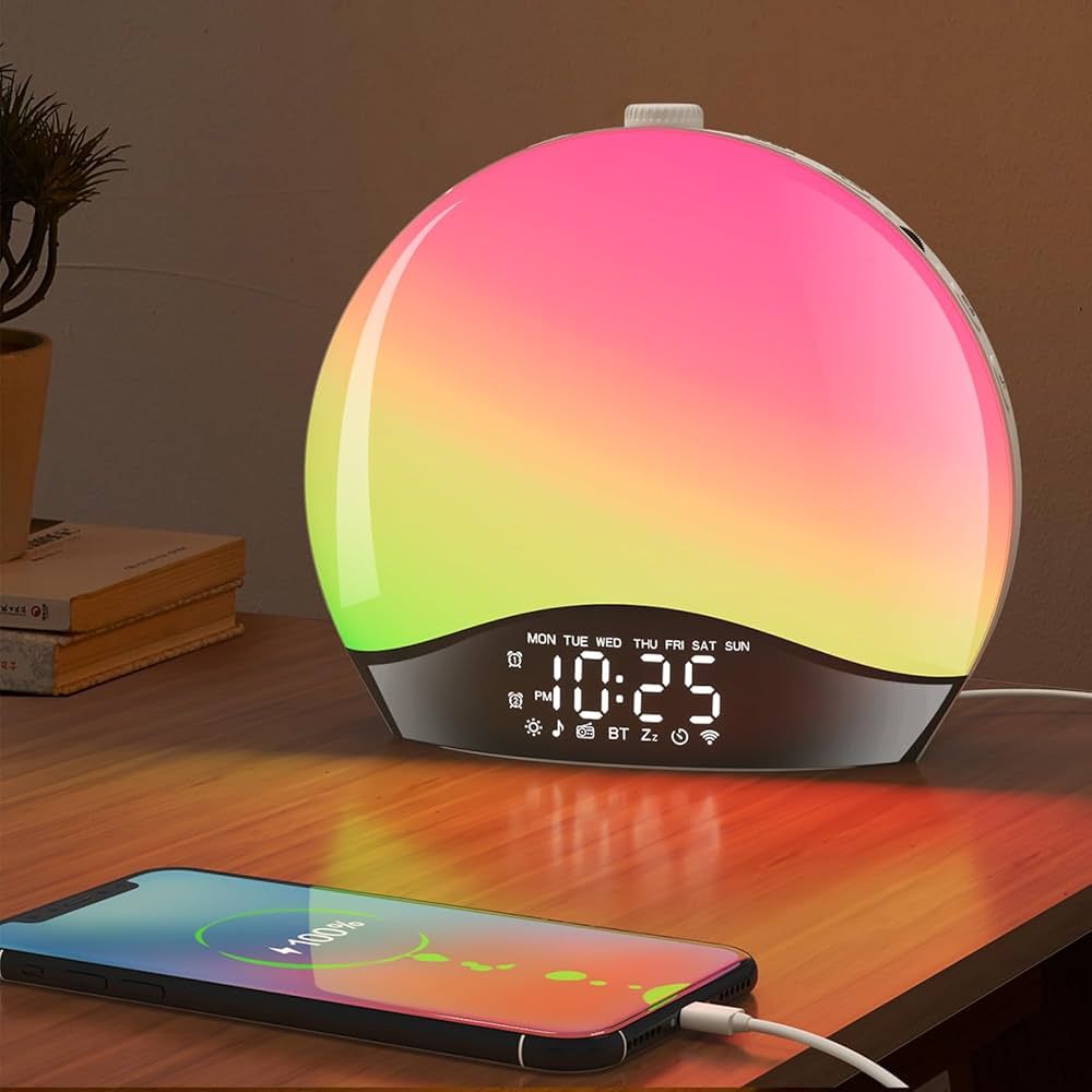 Sunrise Alarm Clock Wake Up Light, Kids Hatch Alarm Clock, Bluetooth White Noise Machine with 22 ... | Amazon (US)