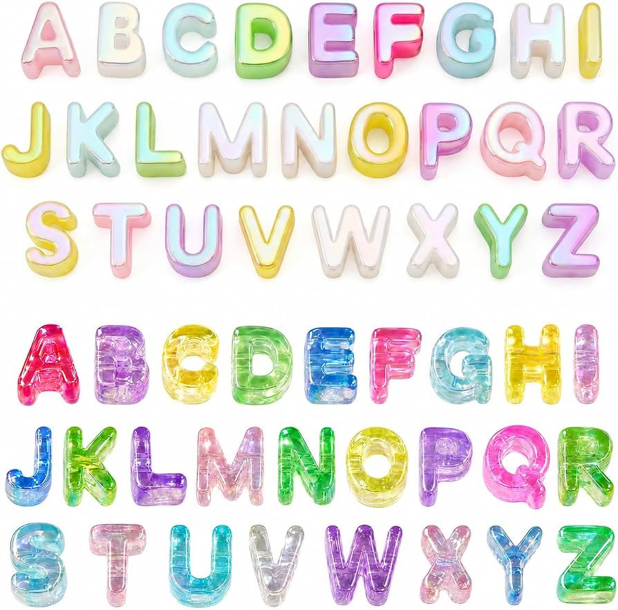 52 Pcs Chunky Acrylic Letter Beads Clear Crystal Jelly AB Finish | Amazon (US)