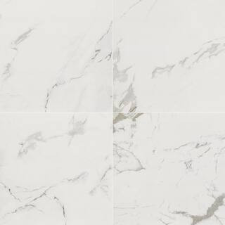 Carrara Polished Marble Look Porcelain Tile 24 in. x 24 in., Floor and Wall (16 sq. ft. /Case) | The Home Depot