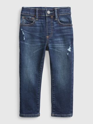 Toddler Elasticized Pull-On Slim Taper Destructed Jeans with Washwell™ | Gap (US)