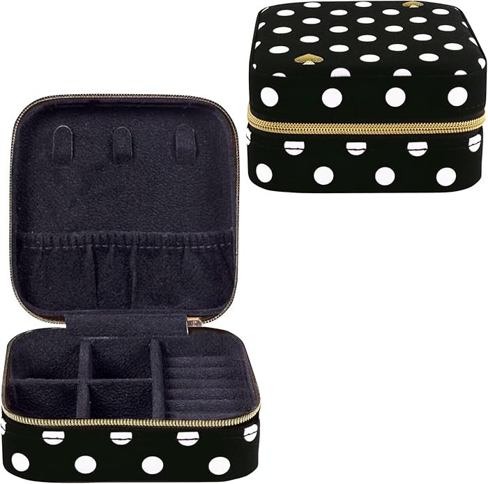 kate spade new york Small Travel Jewelry Case, Black Dotted Jewelry Box to Organize Rings, Neckla... | Amazon (US)