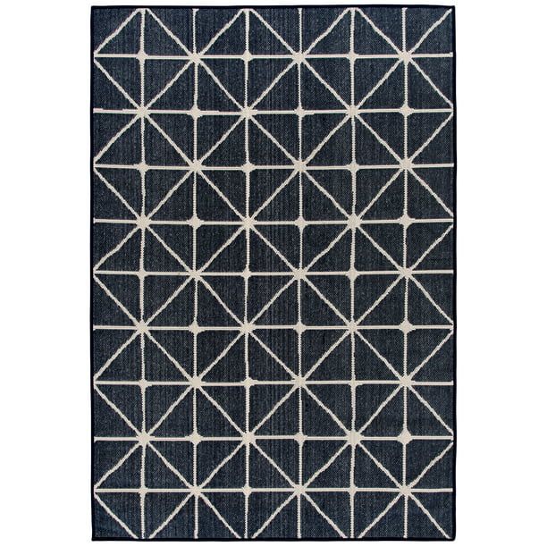 Mainstays 5'x7' Navy Blue Geometric Outdoor Area Rug | Walmart (US)