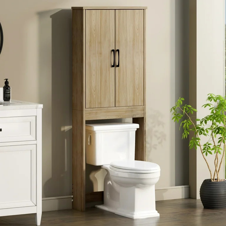 Mainstays Ardent Over-the-Toilet Space Saver Storage Cabinet, Euro Oak | Walmart (US)