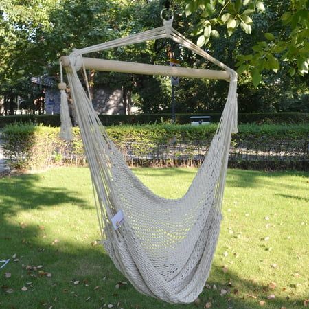 Sunrise Outdoor Patio Hanging Swing Cotton Rope Hammock Chair Up to 260 lbs | Walmart (US)