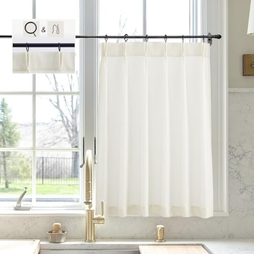 Cafe Curtains 24 inch Length,Pinch Pleat Modern Farmhouse Curtain for Small Window,1 Panels 30" W... | Amazon (US)