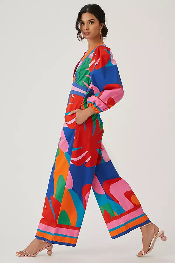 Farm Rio Deep-V Jumpsuit By Farm Rio in Assorted Size XS | Anthropologie (US)