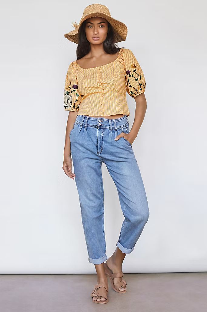 Pilcro Ultra High-Rise Pleated Trouser Jeans | Anthropologie (US)