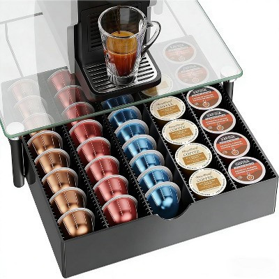 Coffee Pods Drawer Organizer for Nespresso Vertuo – Holds Up to 60 Small or 40 Large Capsules Glass one size | Target