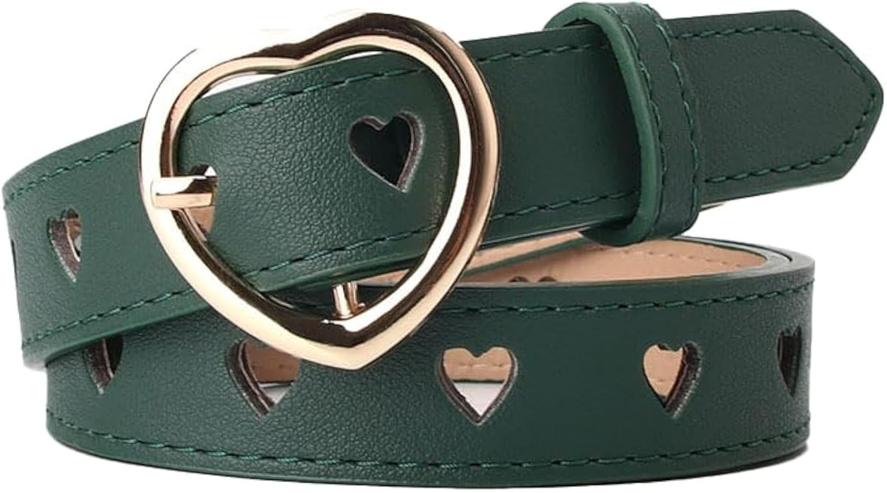 Women's Hollow Heart Buckle Faux Leather Waist Belt heart-shaped Buckle Belt for Womens Girls | Amazon (US)