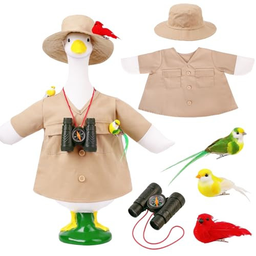 Pextian Spring Porch Goose Outfit, Cute 23" Bird Watching Goose Outfits, Cement Geese Clothes for Front Door, Yard & Garden Seasonal Decoration | Amazon (US)