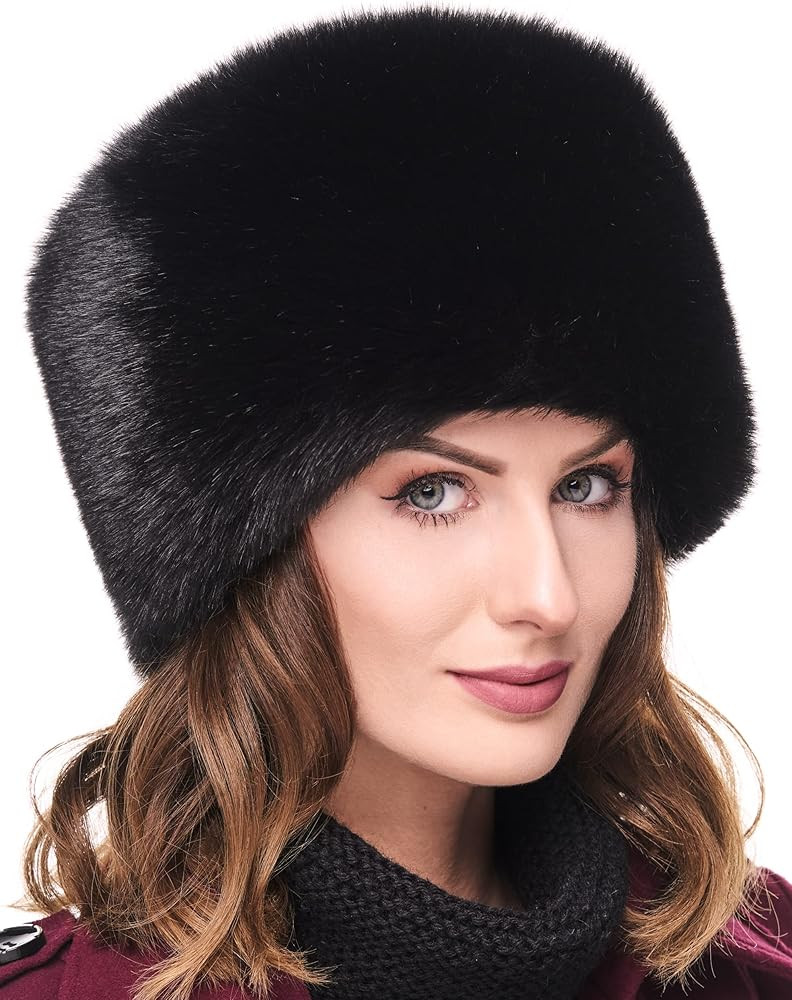 Futrzane Siberian Cossack Hat - Russian Fur Hats for Women - Fluffy Winter Hat | Amazon (US)