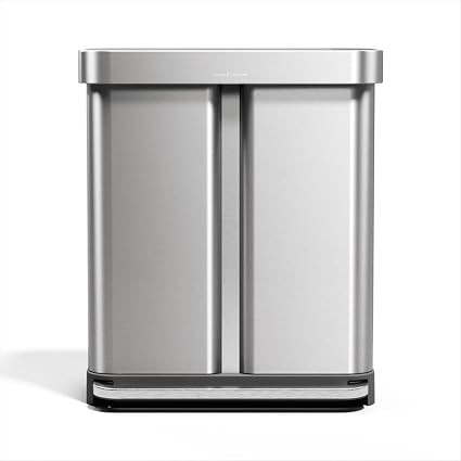 simplehuman Step Recycler, 58L / 15.3 Gallon Dual Compartment Kitchen Trash Can, 150,000-Step Ste... | Amazon (US)