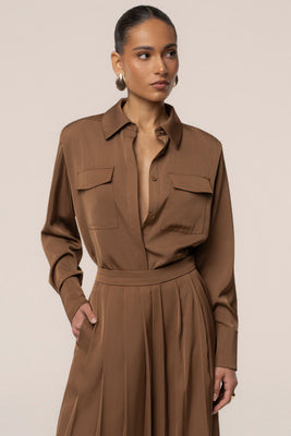 Brown Misty Button Up | JLUXLABEL US