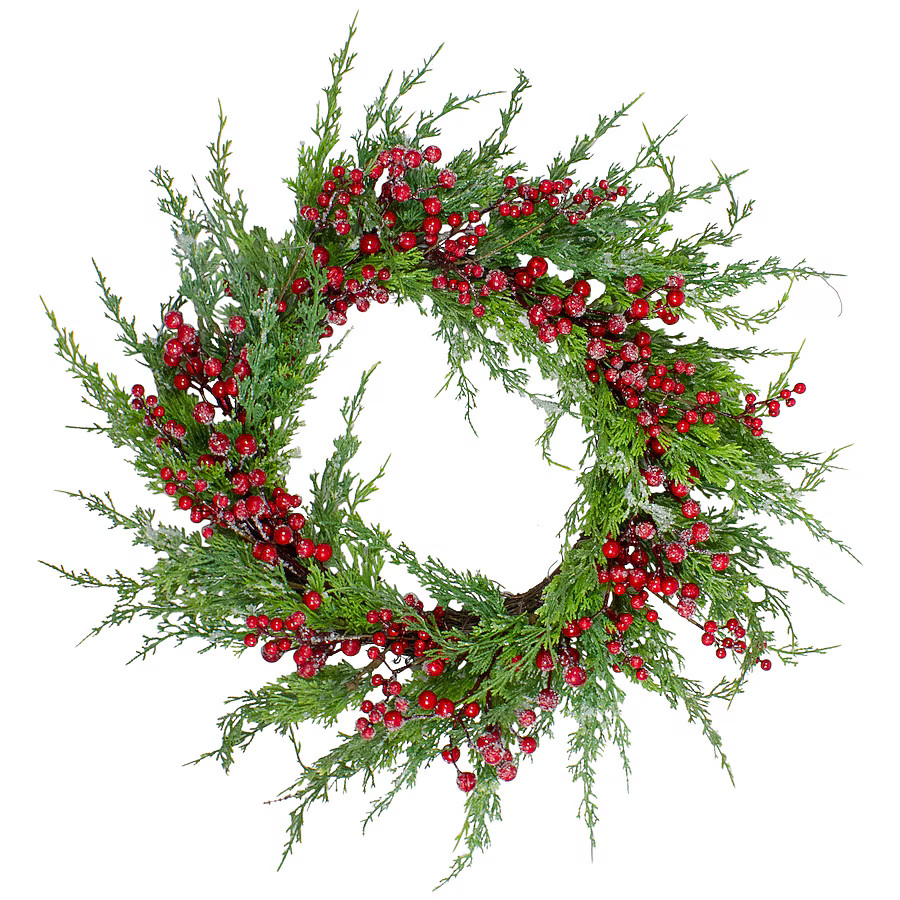 Northlight 26-in Indoor (non powered) Red Berry Artificial Christmas Wreath | Lowe's