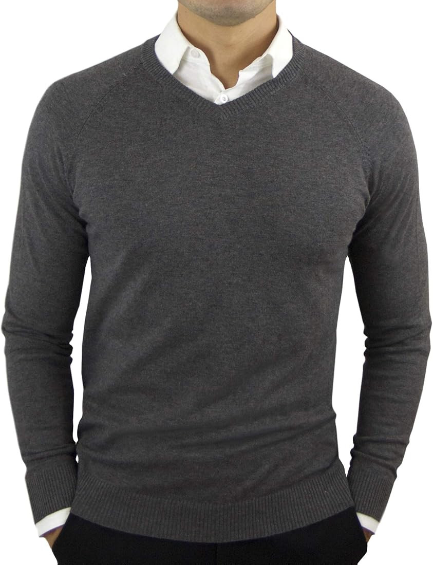 CC Perfect Slim Fit V Neck Sweaters for Men | Lightweight Breathable Mens Sweater | Soft Fitted V... | Amazon (US)