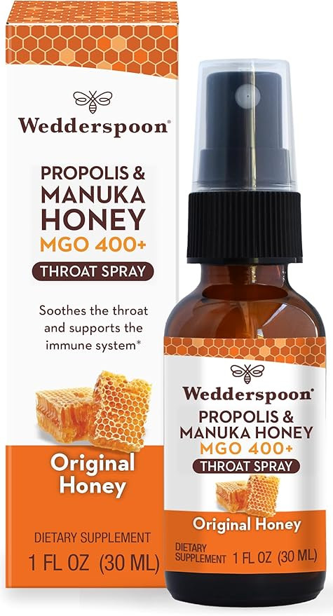 Wedderspoon Propolis and Manuka Honey Throat Spray, Original Honey, 1 Fl Oz (Pack of 1), Sore Thr... | Amazon (US)