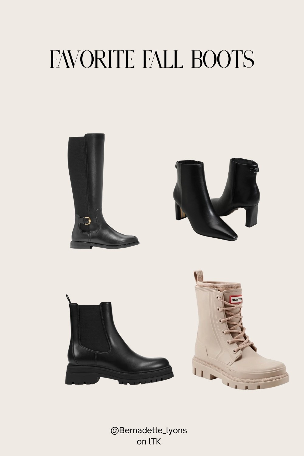 Some of my favorite fall boots! I have different pairs then these which I can no longer link but these 4 are so similar to the staples that I always wear in fall :) 

#marcfisher #hunter #samedelman #colehaan #fall #boots 

#LTKSeasonal #LTKStyleTip #LTKBeauty