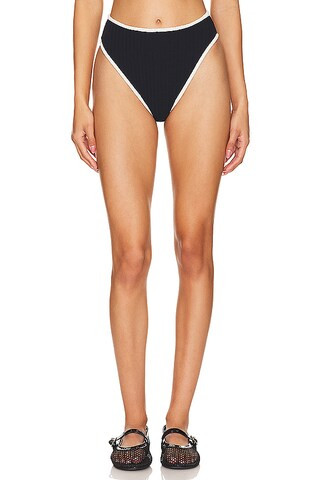 Montce Swim X Olivia Culpo Paula Bikini Bottom in Black Terry Rib from Revolve.com | Revolve Clothing (Global)