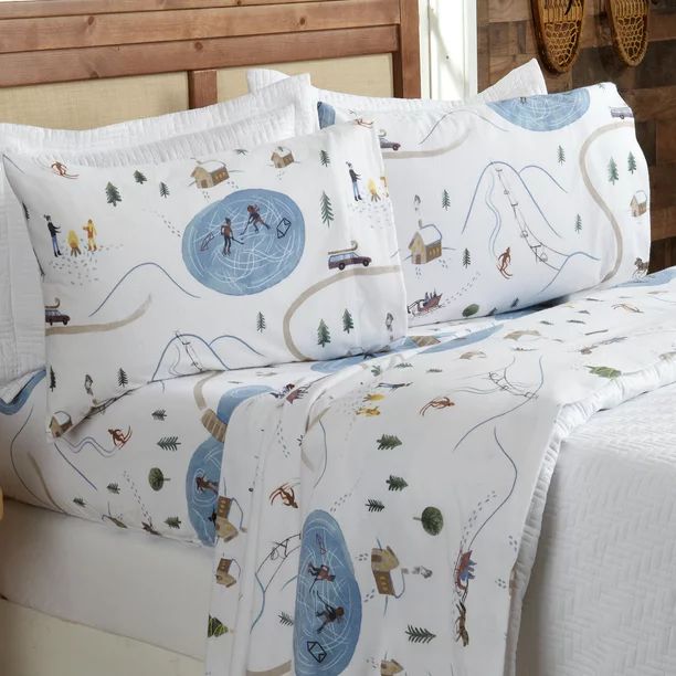 Great Bay Home Turkish Cotton Printed Flannel Sheet Set  (Queen, Winter Village) - Walmart.com | Walmart (US)