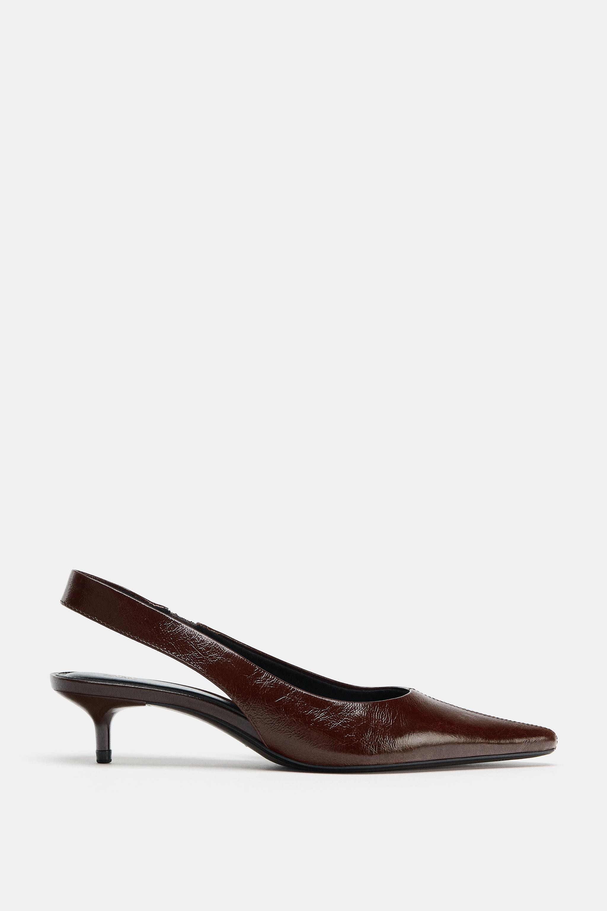 LEATHER SLINGBACK HEELS | Zara UK