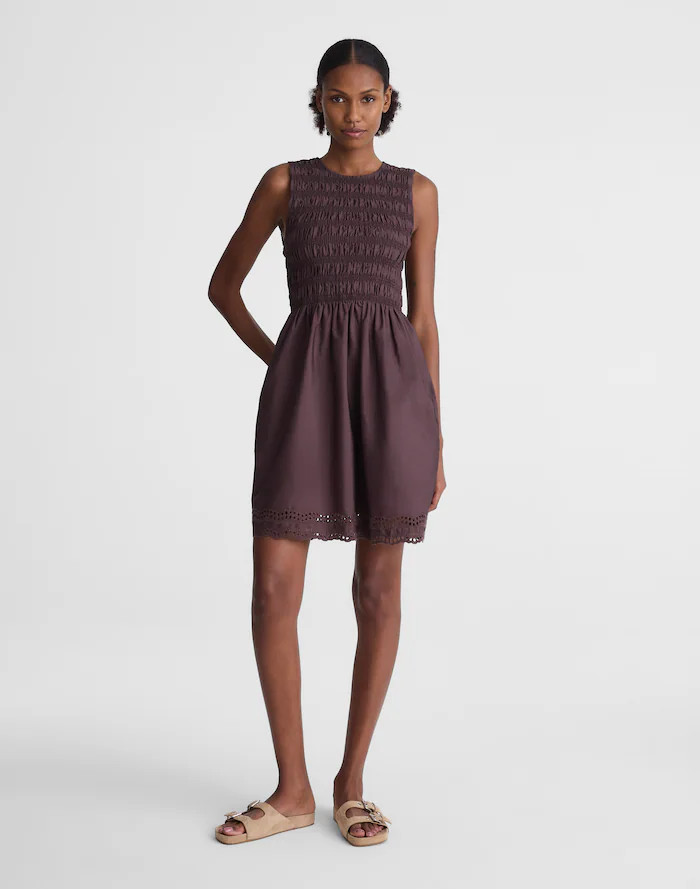 The Embroidered Melody Smocked Mini Dress | Madewell