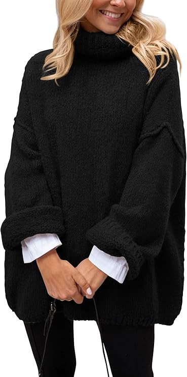 PRETTYGARDEN Women's Knit Oversized Sweater Fall Fashion 2024 Casual Long Sleeve Turtleneck Loose... | Amazon (US)