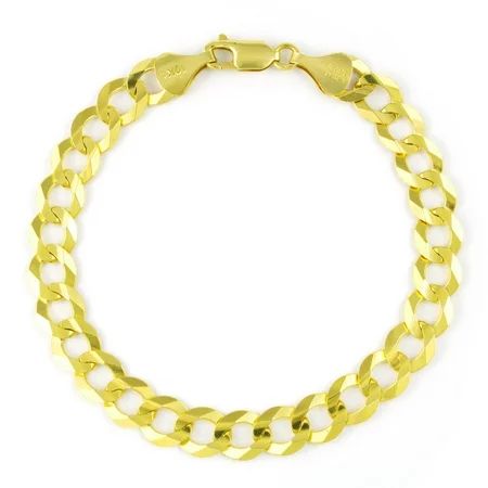 10k Yellow Gold Solid 8mm Curb Cuban Link Chain Bracelet Unisex, 8"" 8.5"" 9 | Walmart (US)