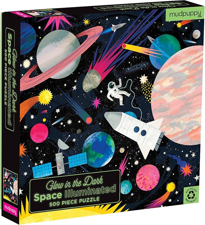 Mudpuppy Space Illuminated 500 Piece Glow in the Dark Jigsaw Puzzle for Kids and Families, Family... | Amazon (US)