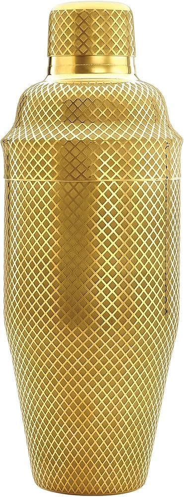 Barfly 3-Piece Diamond Lattice Etch Japanese Cocktail Shaker Set (24 Oz/700ml), Gold Plated | Amazon (US)