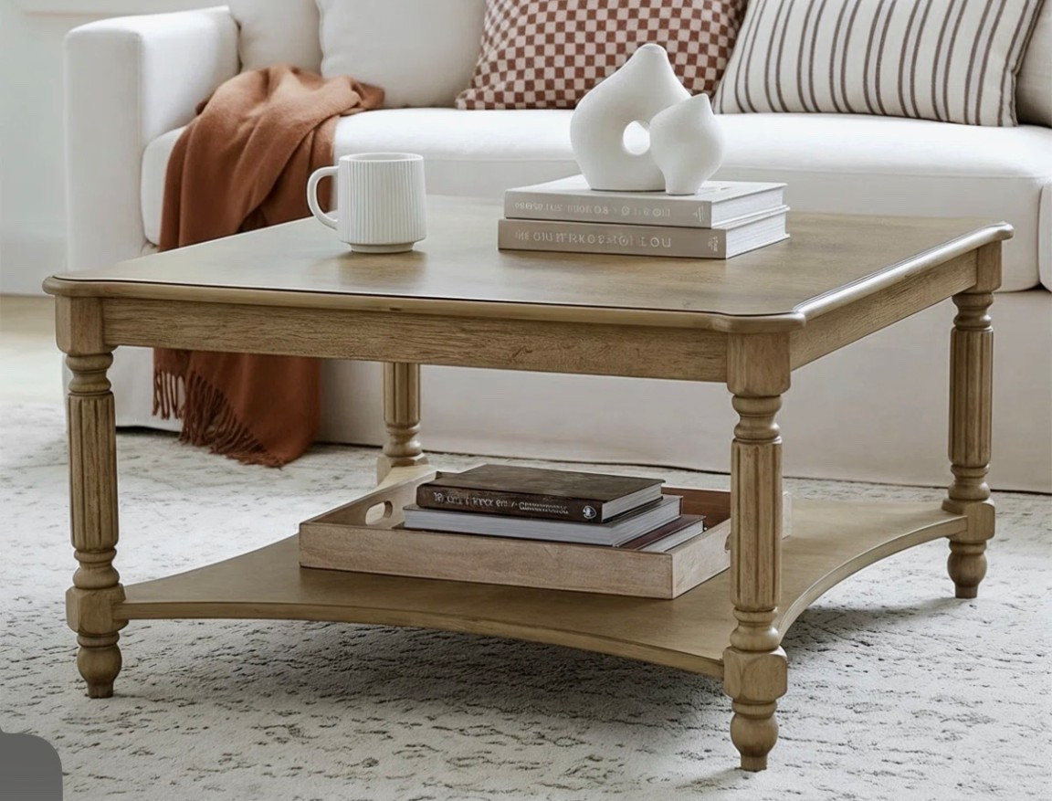 Wayfair find of the day 🤎 This solid wood square coffee table is 73% off and under $130 right now! Classic turned legs + lower shelf for styling baskets or books. Such a good neutral piece for modern farmhouse or cozy traditional spaces. Linking before it’s gone 👀

#LTKHome #LTKSaleAlert
