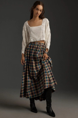 The Jacie Poplin Printed Midi Skirt by Maeve | Anthropologie (US)