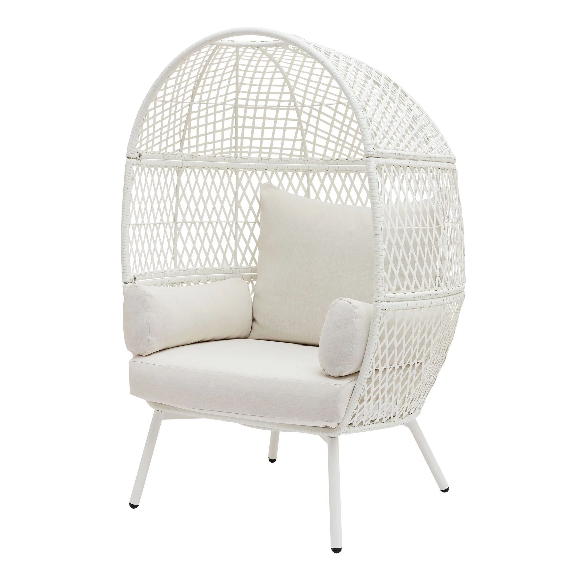 Better Homes & Gardens Ventura Steel Stationary Wicker Egg Chair – Cream - Walmart.com | Walmart (US)