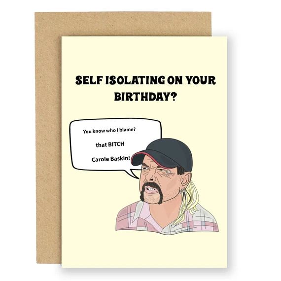 Joe Exotic, Tiger King, birthday card | 50p goes to tiger charity | send direct to recipient | Etsy (US)