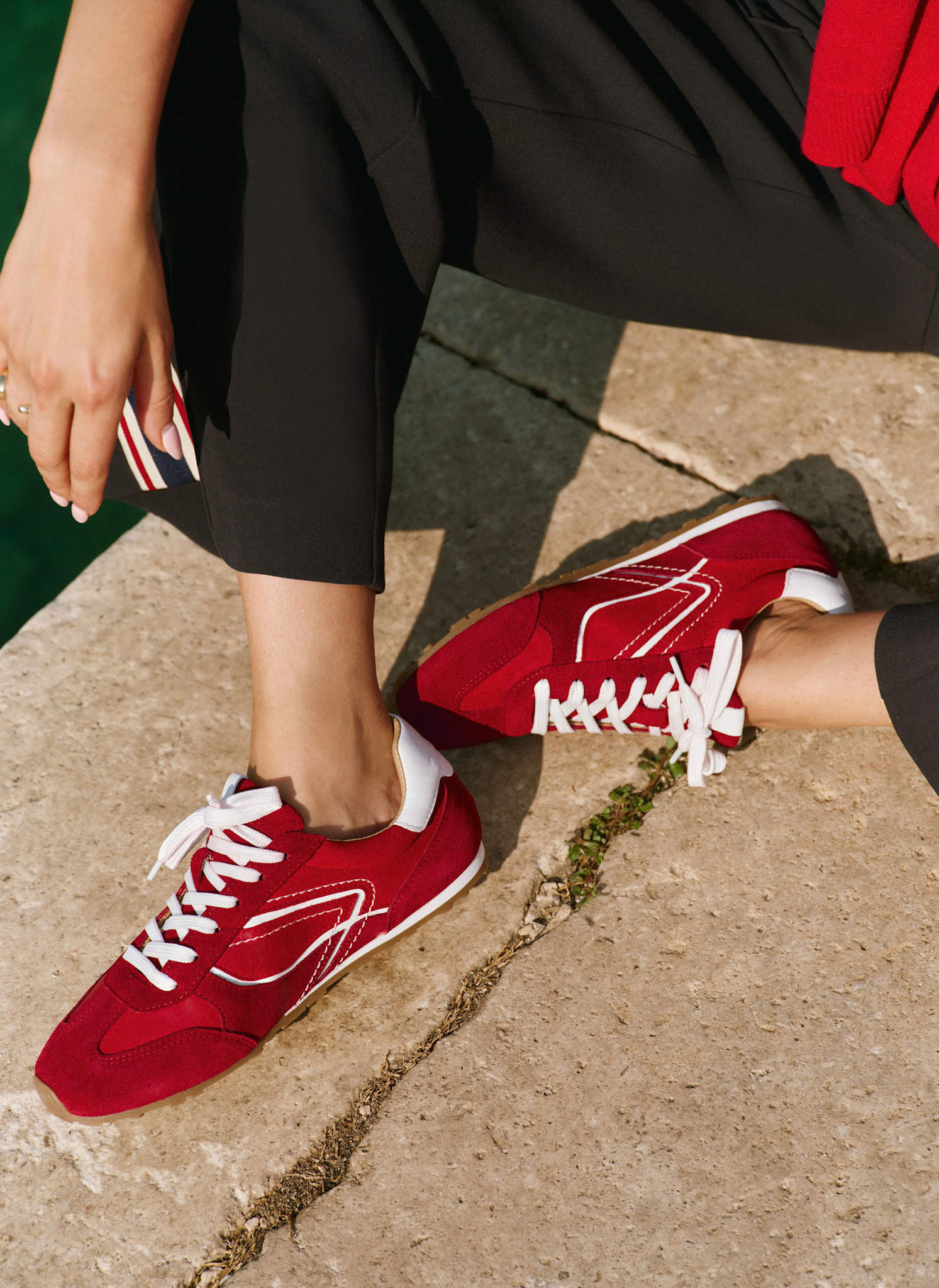 Cali Red Suede Trainers | Mint Velvet