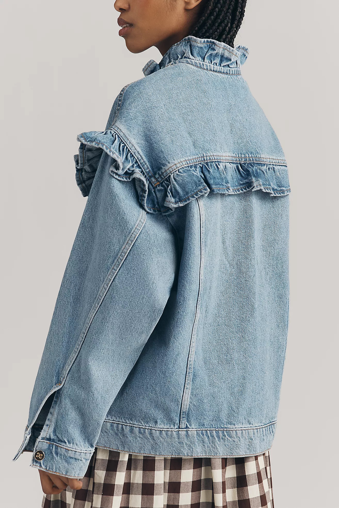 Maeve Denim Ruffle Trucker Jacket | Anthropologie (US)