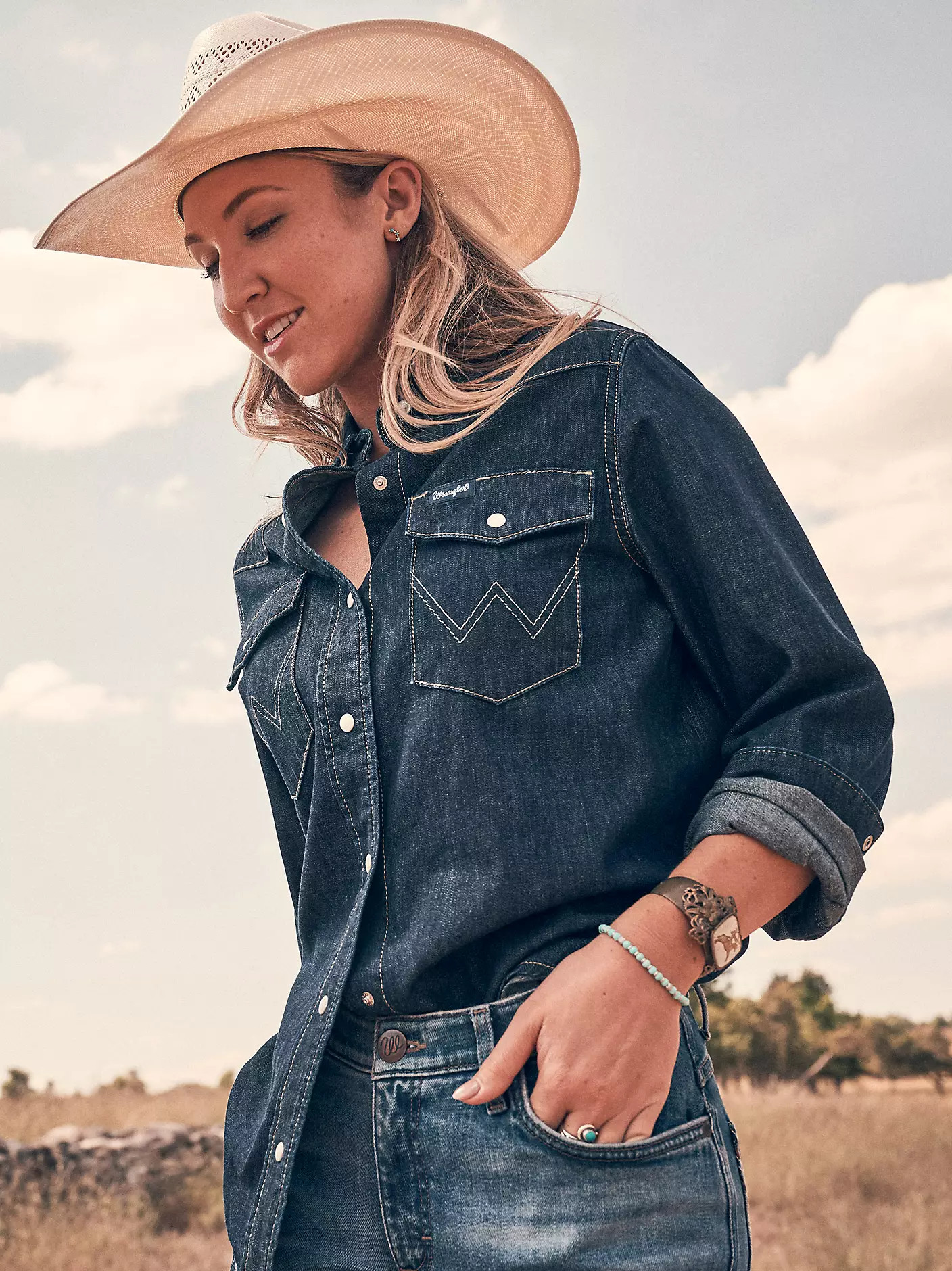 Women's Wrangler Iconic Western Snap Denim Shirt | Wrangler