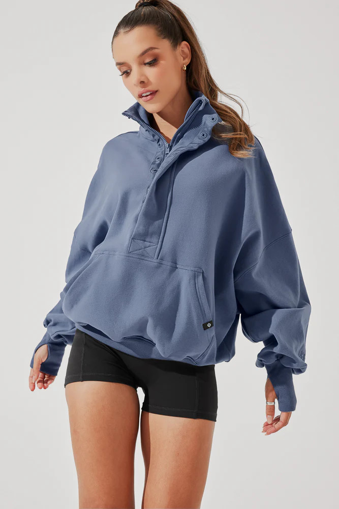 Ooey Gooey Half Zip Sweater - Blue Dusk | POPFLEX