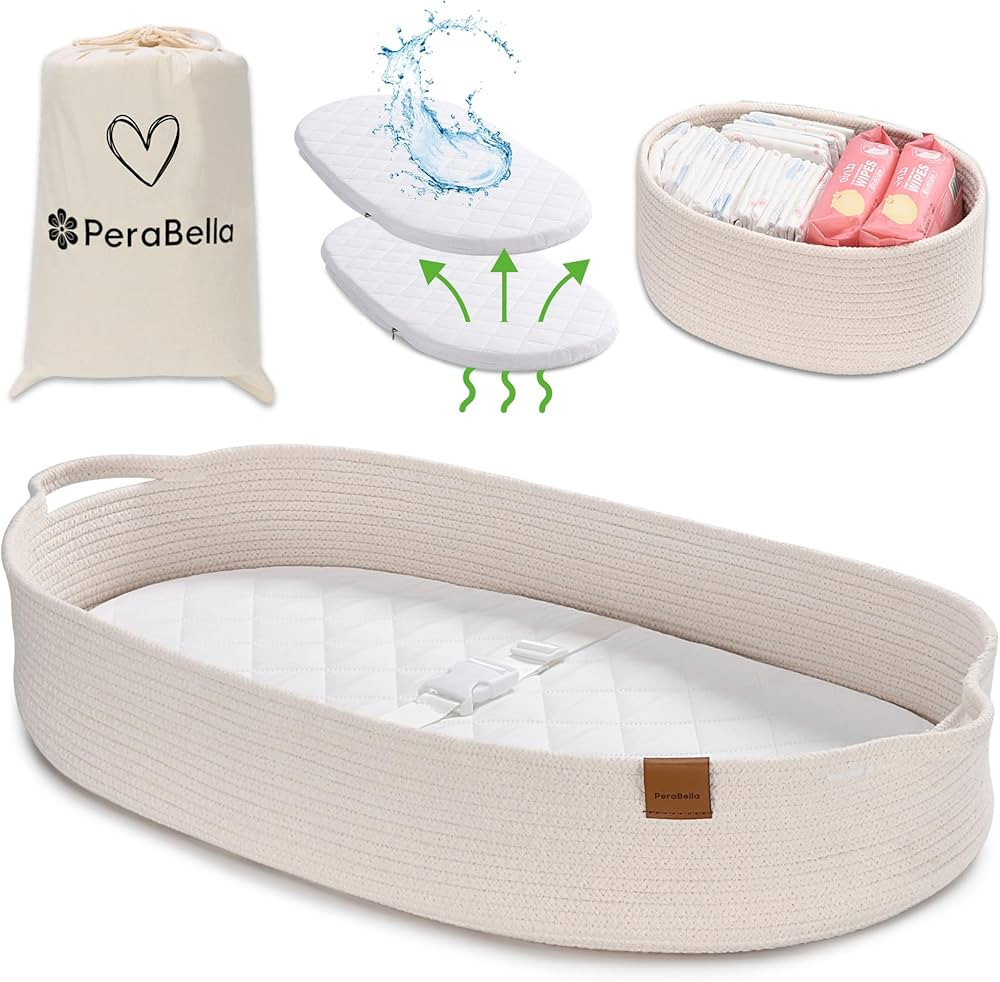 Baby Changing Basket for Baby Dresser, Moses Basket for Babies, Cotton Rope Diaper Changing Baske... | Amazon (US)