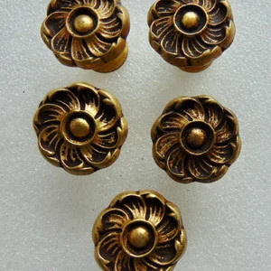 Vintage Small Antique Brass Flower Knob 5 Round Dresser Desk Cabinet Knobs Hardware - Etsy | Etsy (US)
